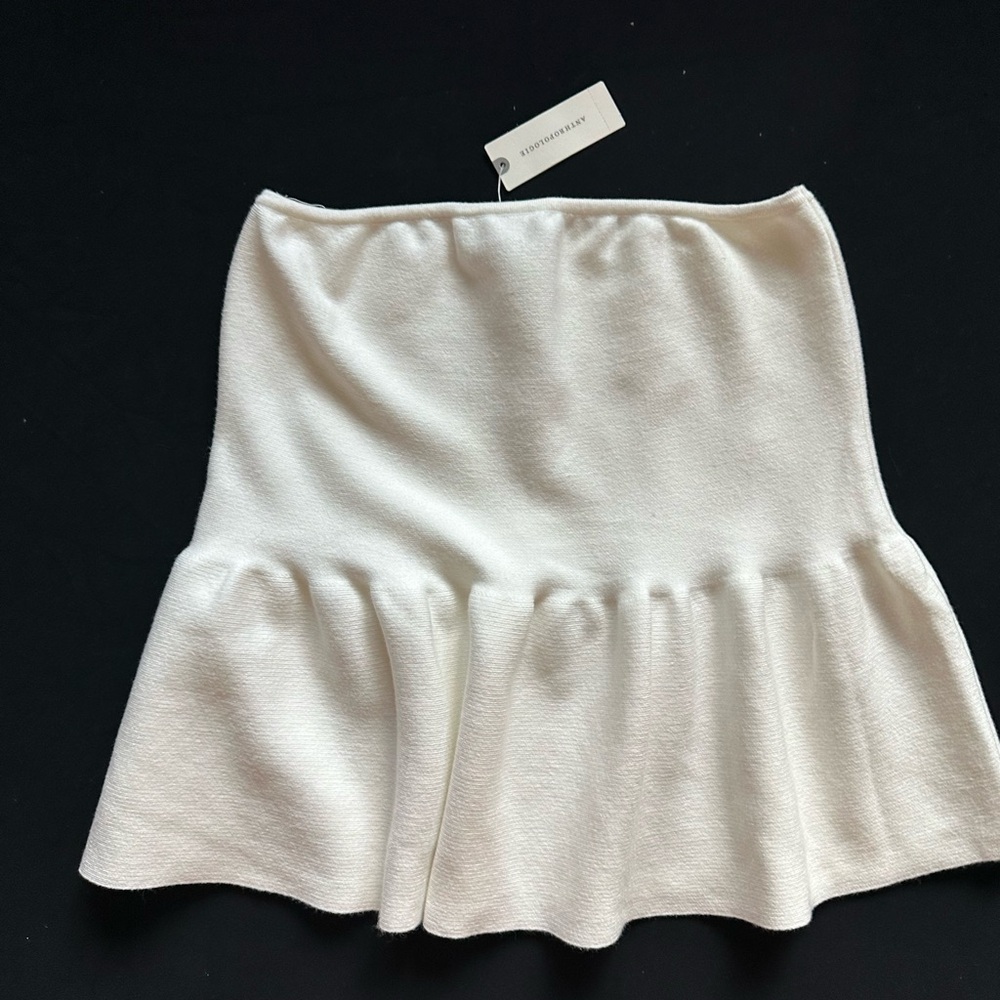 NWT Anthropologie Ivory Strapless Knit Peplum Tube top - Picture 5 of 11